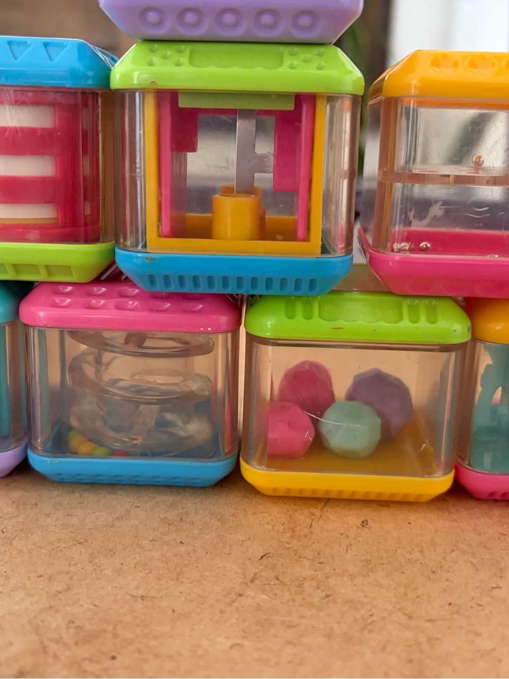 Fisher Price Peek-a-Boo Building Blocks Animals Sensory Play Toys Set Lot Of 9 - Picture 5 of 6